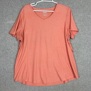 Duluth Trading Co Women's Sz 1X Peach V-Neck Performance Top Stretch